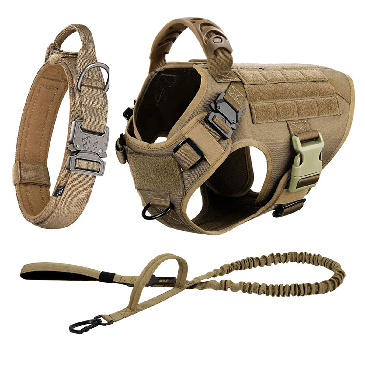 Large Dog Harness And Leash Set Pet German Shepherd Malinois Training Walking Vest Dog Harness And Collar For Medium Large Dogs - Curl and Collar