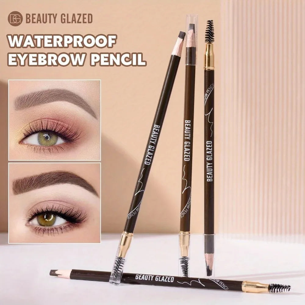 4 Pack Waterproof Eyebrow Pencils - Dual-Ended with Spoolie Brush | Smudge Proof Long Lasting - Curl and Collar