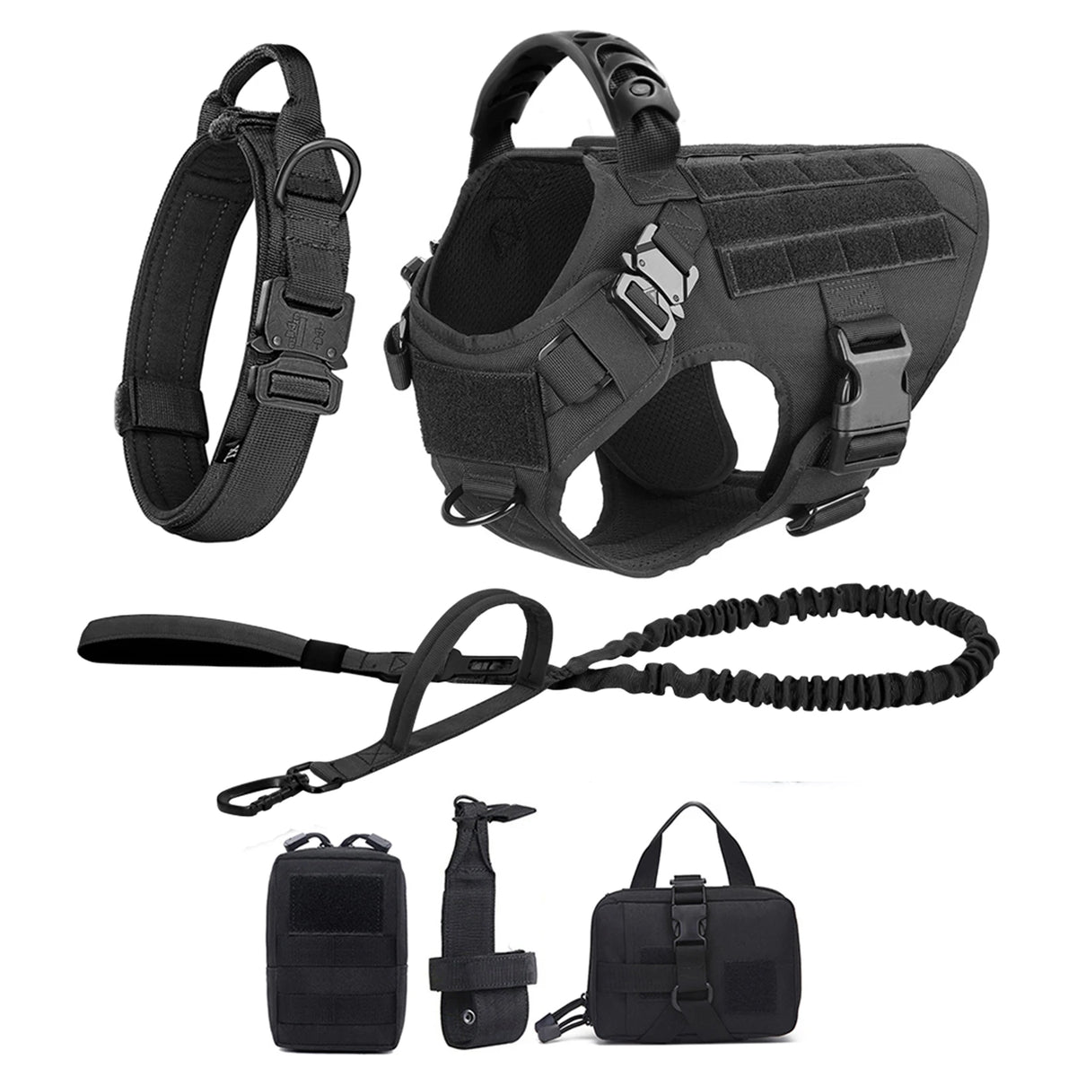 Large Dog Harness And Leash Set Pet German Shepherd Malinois Training Walking Vest Dog Harness And Collar For Medium Large Dogs - Curl and Collar
