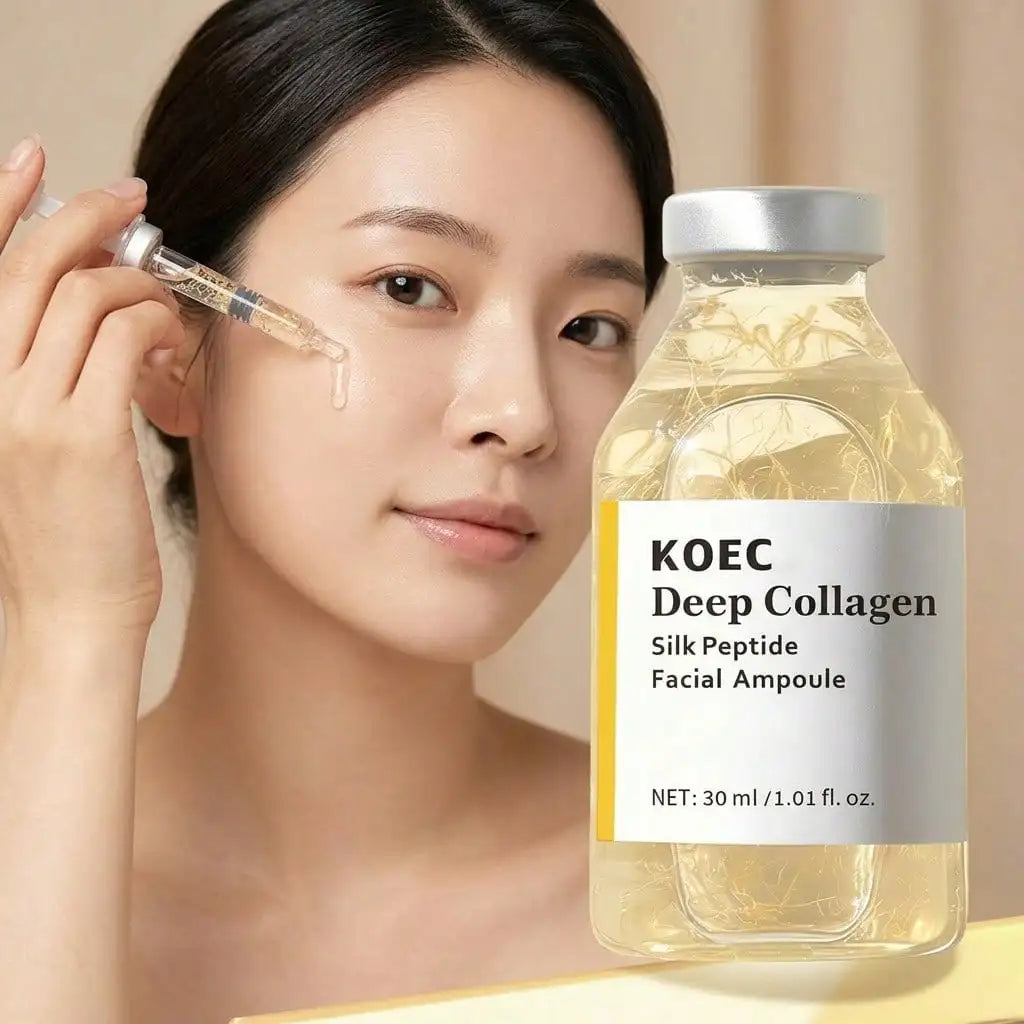 Deep Collagen Silk Peptide Facial Ampoule, Collagen Silk Peptide Facial Ampoule Serum, Dual Pentapeptide Hexapeptide Gentle Skin Essence, Improves Rough Dull Skin Texture, Practical Ladies Beauty Gift - Curl and Collar