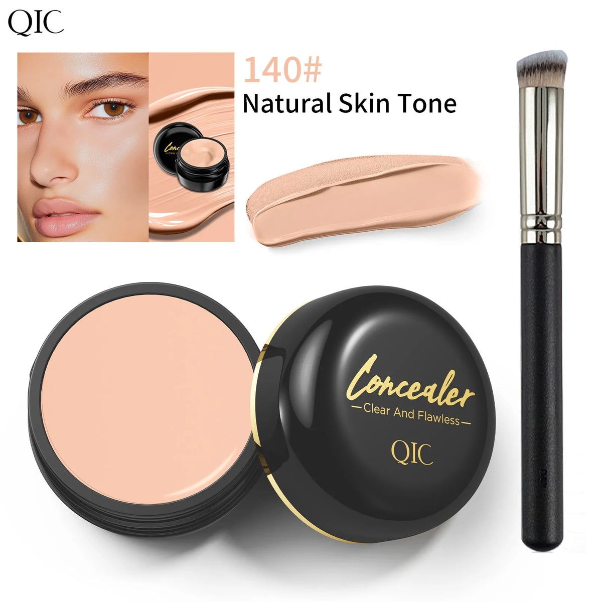 Concealer & Contour Cream, Full Coverage, Long Lasting, Brightening Eye Color Corrector for Perfect Makeup