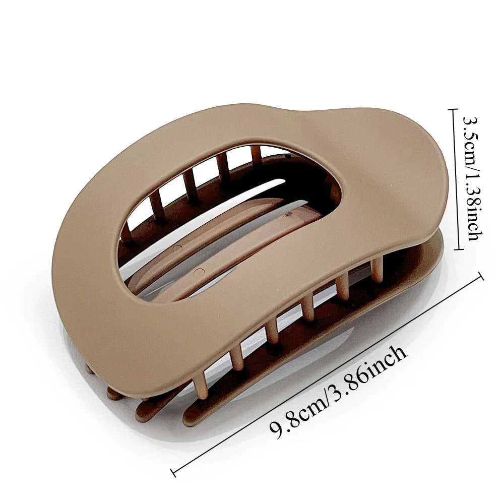 Fashion Oval Hair Claw Clip for Women New Design Leopard Matte Curved Flat Styling Barrettes Acrylic Lying Down Hair Accessories - Curl and Collar