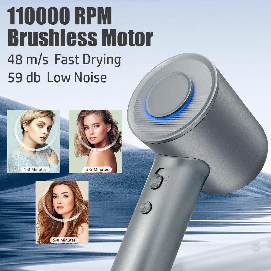 Professional Hair Dryer High-Speed 110V Personal Blower Hair Care Styling Negative Ion Tool Magnetic Nozzle Fast Hair Blow Dryer - Curl and Collar