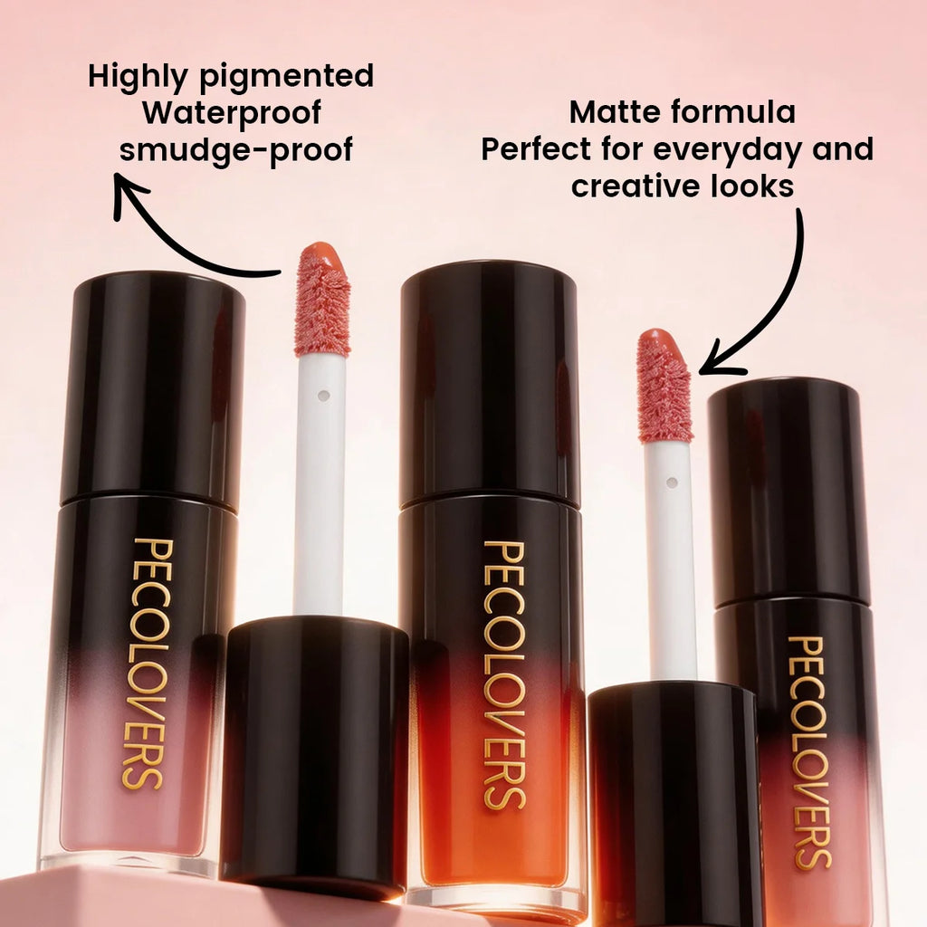 6PCS/SET Cream Matte Lip Tint Stick,Even Color Layering,Comfortable All-day Wear,Classic Neutral Lip Shades,Soft Fluffy Applicator Head,Compact Carry Lip Gloss Set,Suitable For Daily Travel And Everyday Female Makeup - Curl and Collar