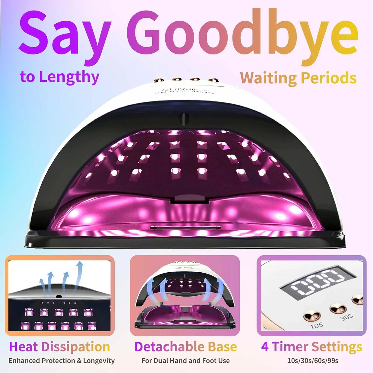 LED Nail Lamp For Manicure 280W Nail Dryer Machine UV Drying Lamp For Curing UV Gel Nail Polish With Motion Sensing LCD Display - Curl and Collar