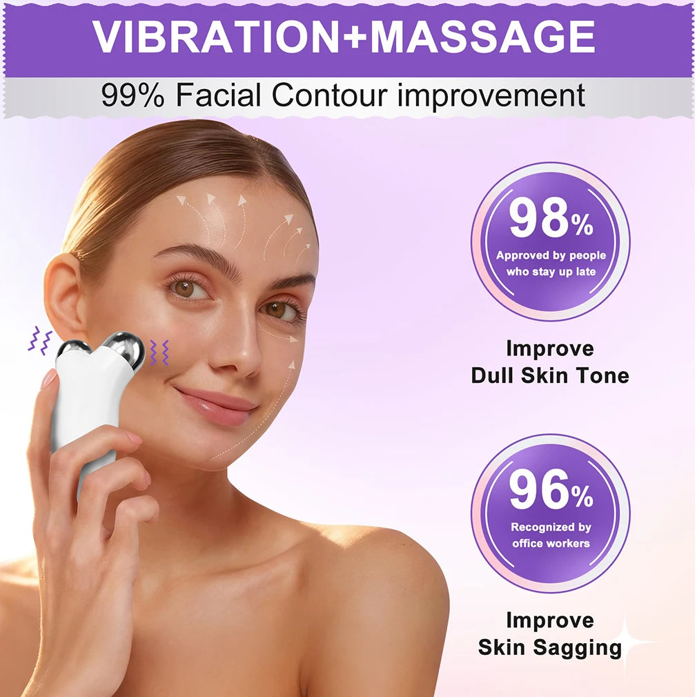 Electric V Face Lift Machine Beauty EMS LED Facial Roller Skin Rejuvenation Microcurrent V-Face Neck Massager Relaxing Removal Wrinkle Dainly Instrument - Curl and Collar