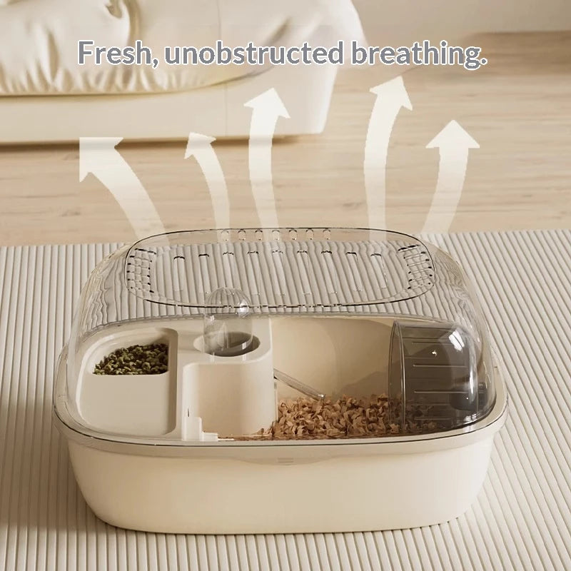 Full View Acrylic Hamster Villa Multi-Function Hamster Cage with Feeding Area Water Dispenser Hideout for Pets Gerbils Mice - Curl and Collar