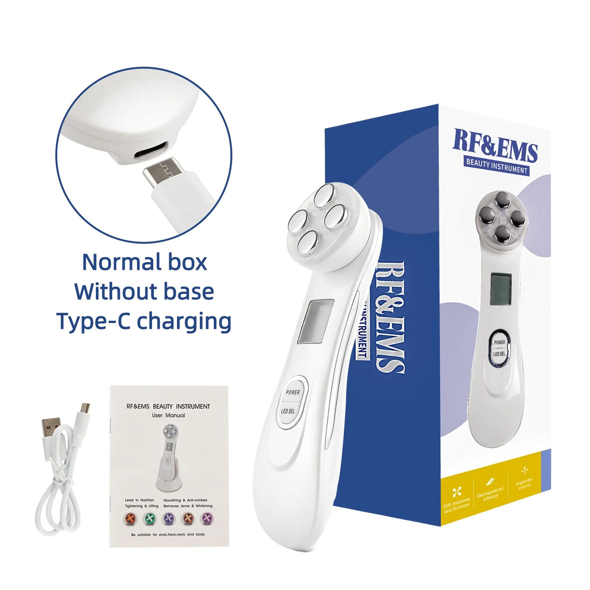 5 In 1 Home Facial Beauty Device Mesotherapy Electroporation RF Radio Frequency Facial LED Photon Skin Care Beauty Device Face Lifting Tighten - Curl and Collar