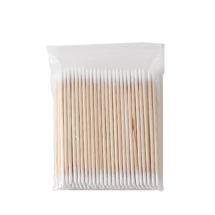 100Pcs Double-Ended Cotton Swabs Fine Pointed Tips for Nail Art Makeup Eyeliner Correction - Beauty Tools - Curl and Collar