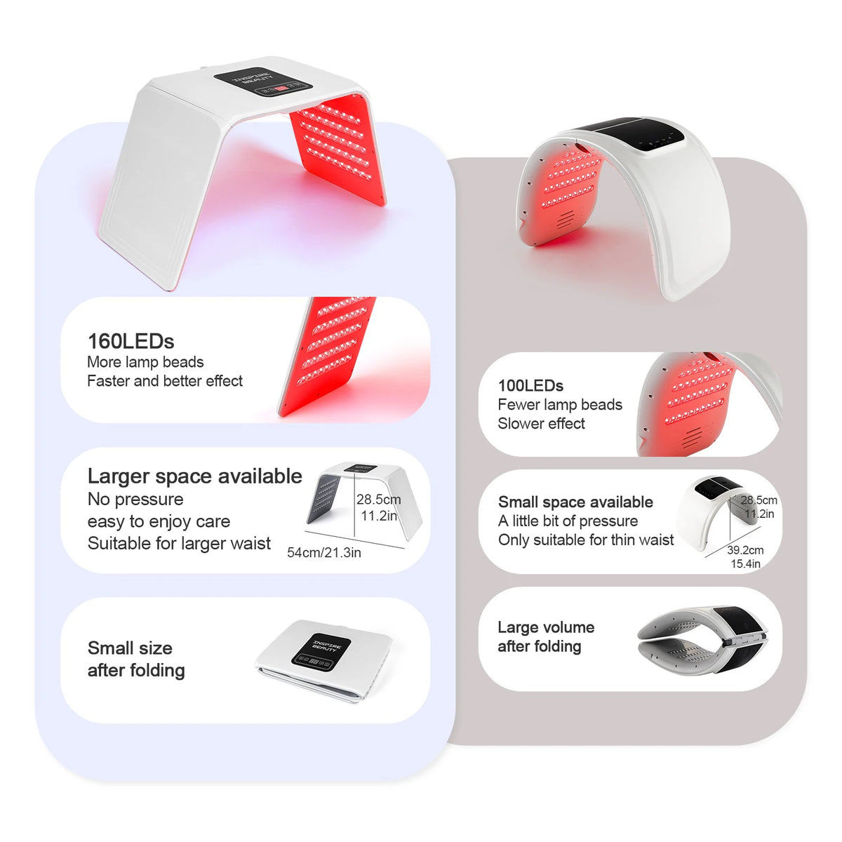 7 Colors LED Photon Machine Foldable Skin Care Equipment Skin Rejuvenation Light Facial Body Beauty Machines For Skin Care - Curl and Collar