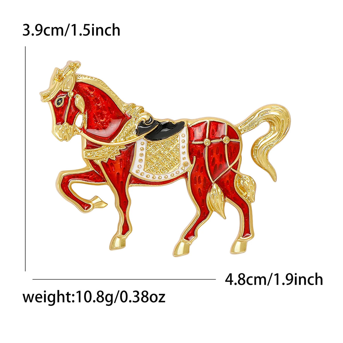 Classic Rhinestone Horse Brooches for Women Enamel Zodiac Animal Pins Office Party Friend New Year Gifts Jewelry Accessories - Curl and Collar