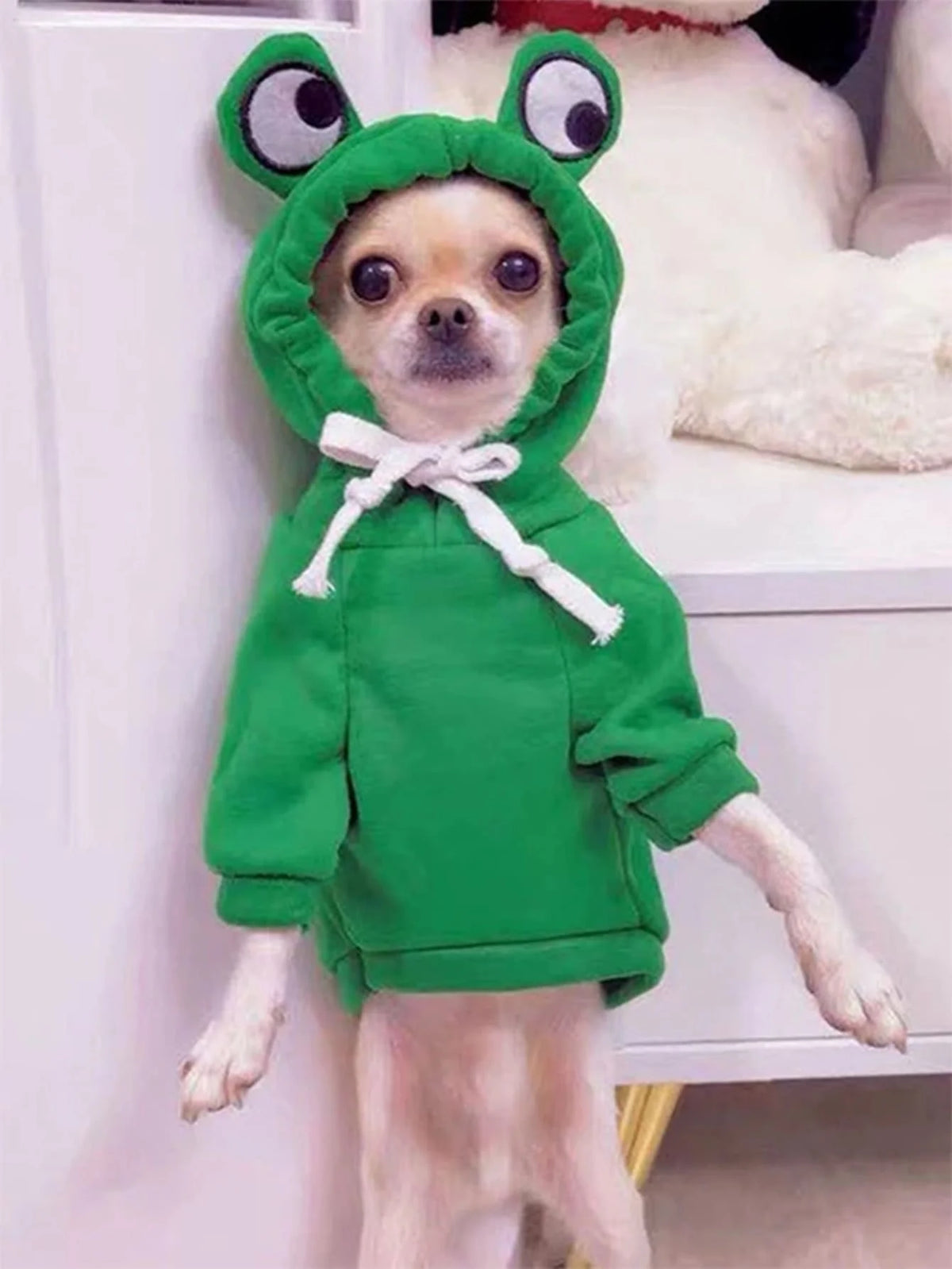 1PC Cute Frog Pet Sweater for Small and Medium Dogs - Green Dog Hoodie with Fun Design - Keep Your Pup Cozy and Stylish - Curl and Collar