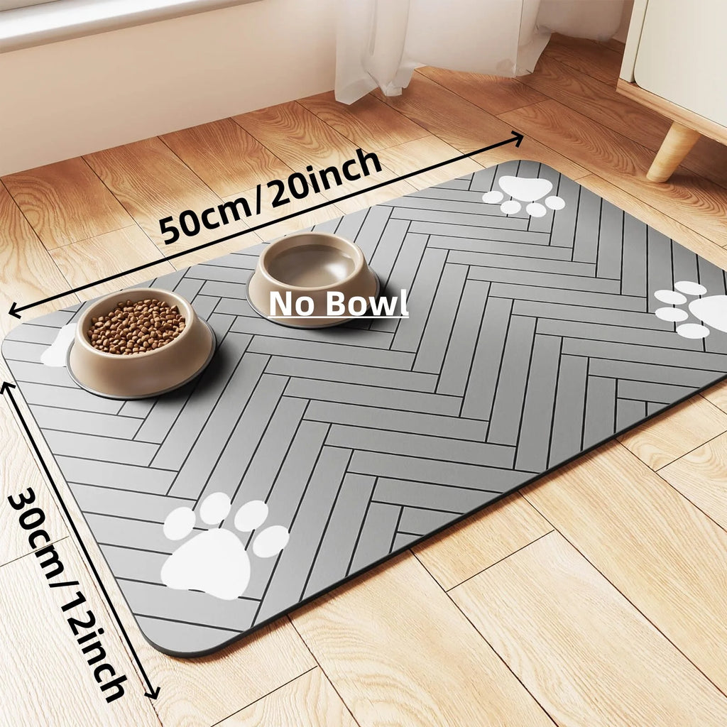 Pet Feeding Mat-Absorbent Pet Placemat for Food and Water Bowl with Waterproof Rubber Backing Quick Dry Water Mat for Dog Cat - Curl and Collar
