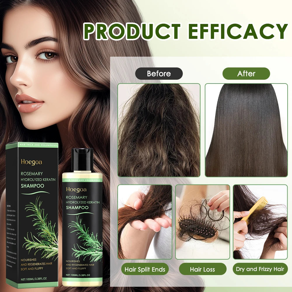 Rosemary Shampoo Soothing Scalp Anti Dandruff Refreshing Fluffy Repair Split Ends Plant Oil Control Nourishment Hair Shampoo - Curl and Collar