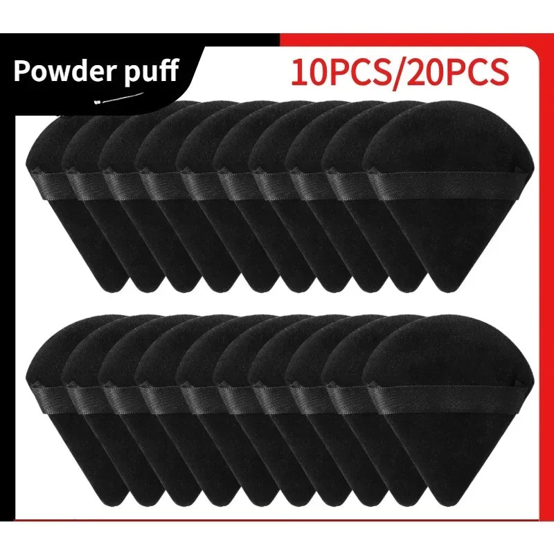 10/20Pcs Triangle Velvet Powder Puff Pizza Flours Mini Face Makeup Sponge Cosmetics Washable Lightweight Makeup Tool - Curl and Collar