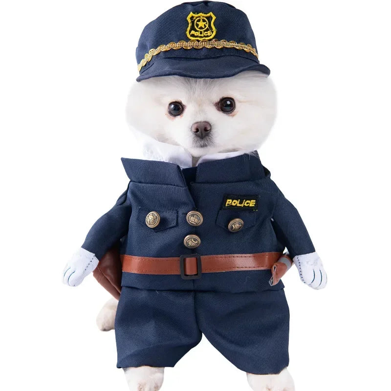 Halloween Funny Dog Clothes for Small Medium Dogs Cats Party Dressed Up Cosplay Costumes Bulldog French Chihuahua Pet Outfits - Curl and Collar
