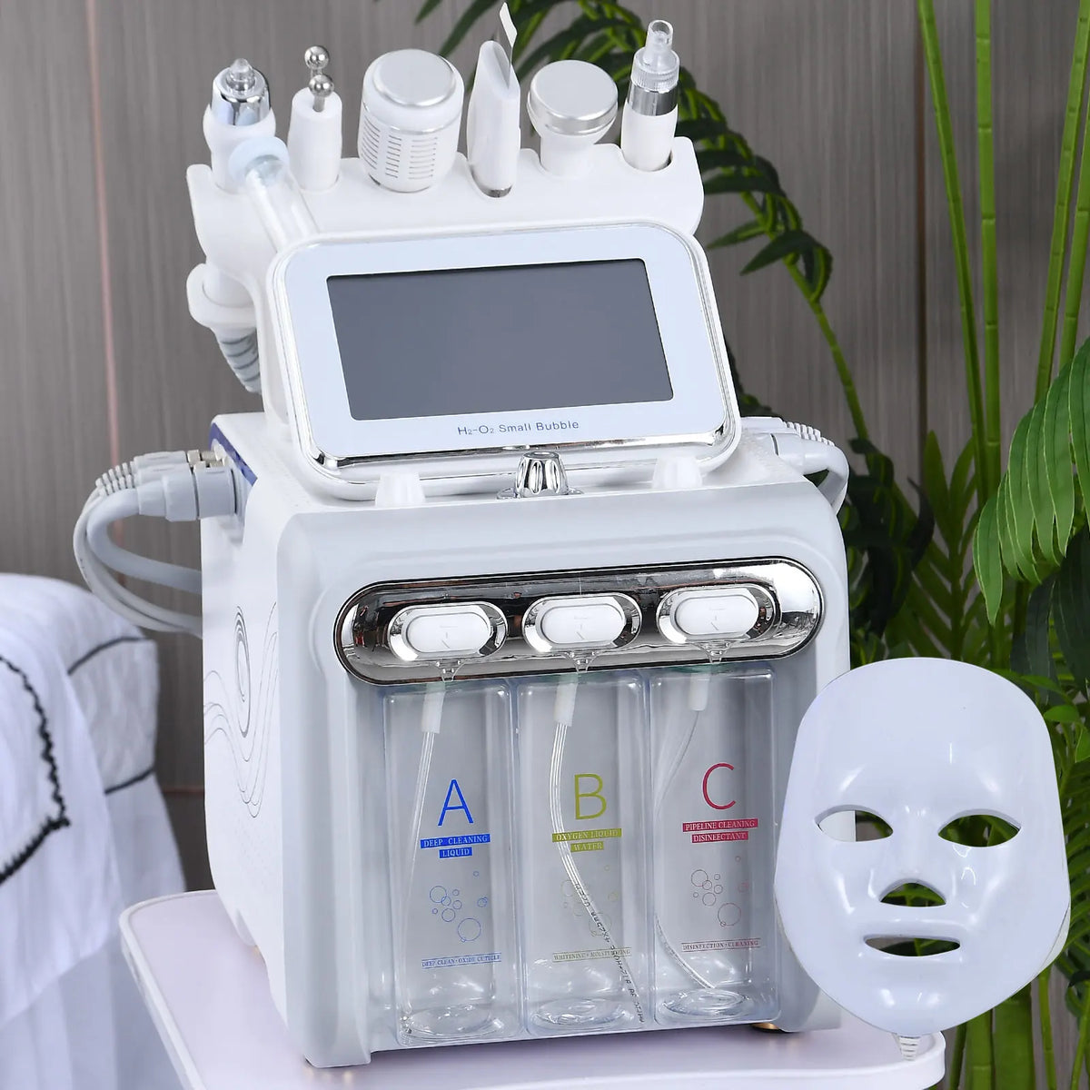 7 in 1 H2O2 Beauty Skin Cleansing Hydrofacial Machine Facial Machine Water Aqua Peeling for Home Use - Curl and Collar