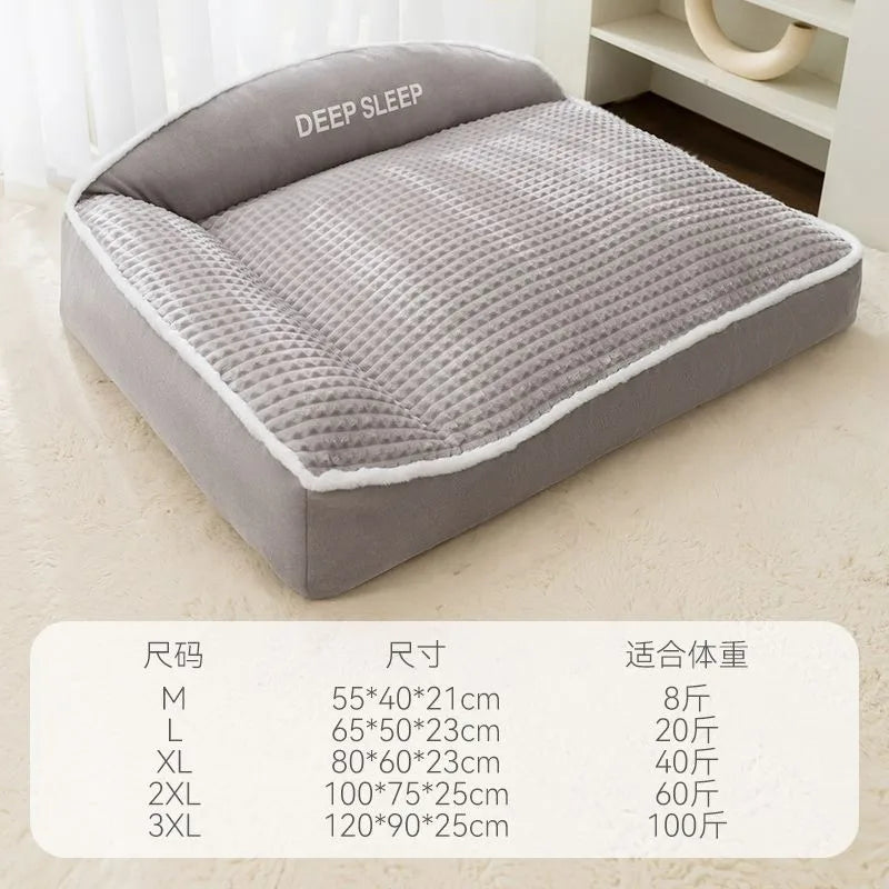 Kennel Winter Warm Dog Bed Large Super Thick Four-season Universal Removable Cat and Dog Sofa Autumn and Winter Pet Supplies - Curl and Collar