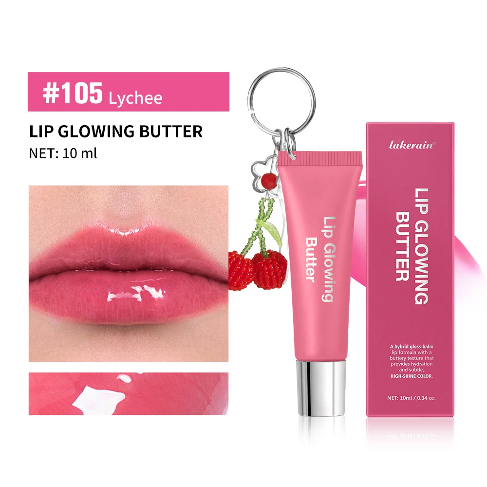 Lip Glowing Butter Lip Gloss With Cherry Pendant Moisturizing Shiny Plumping Lip Tint Hydrating Mirror Liquid Lipstick Long Lasting Lip Balm Makeup - Curl and Collar