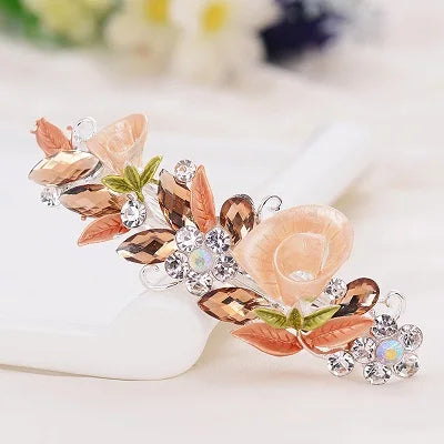 EASYA Fashion Exquisite Crystal Flower Hairpin Enamel Barrettes Girls Hair Accessories Headwear Jewelry For Women Girls