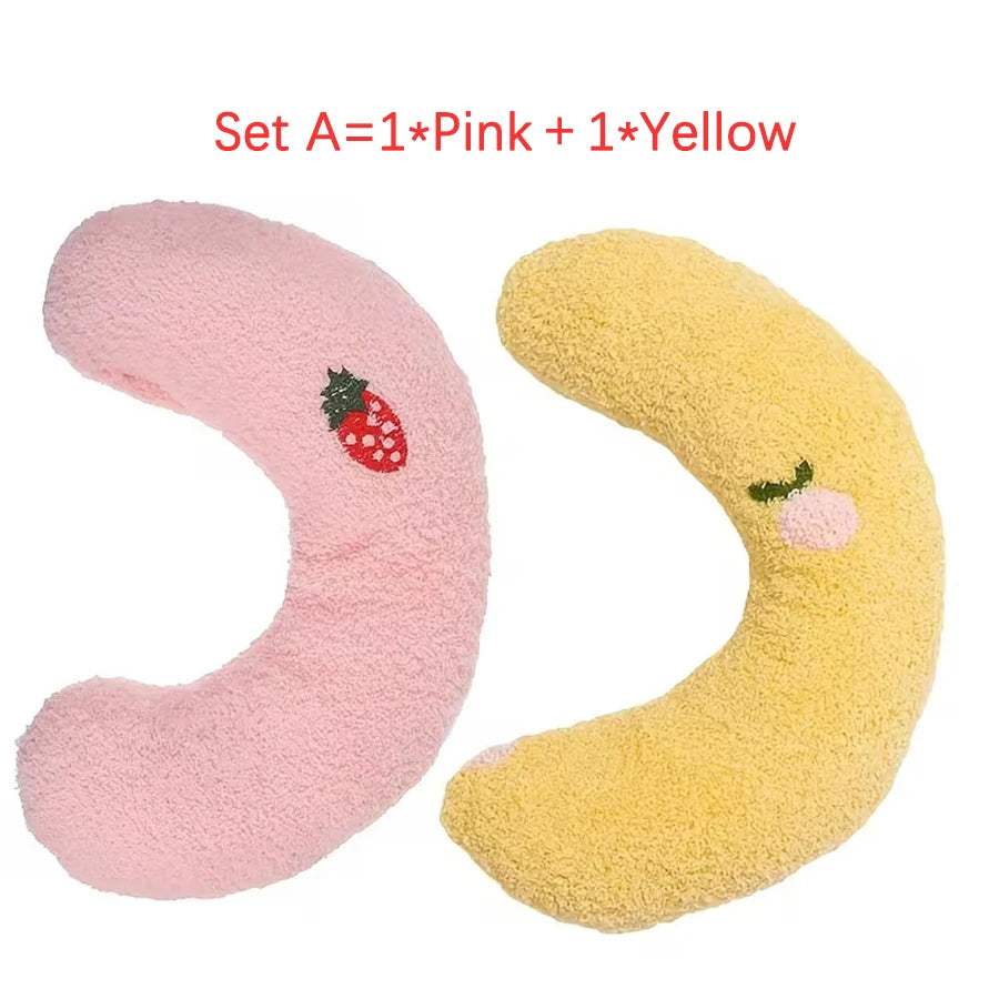 Cute Dogs Cats Little Pillows U-Shaped Neck Protector Pets Deep Sleep Pillow for Puppy Kitten Soft Fluffy Calming Toys Washable - Curl and Collar
