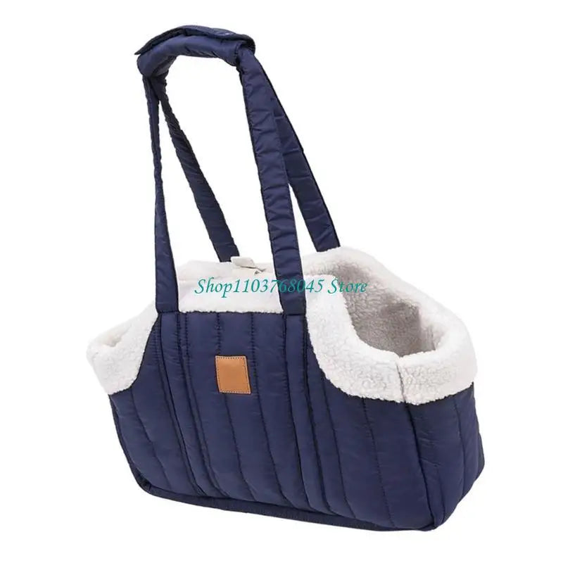 Pet Handbag Cats Carriers Bag Soft Big Capacity with Safety Strap Breathable Pet Carriers Sightseeing Bag - Curl and Collar