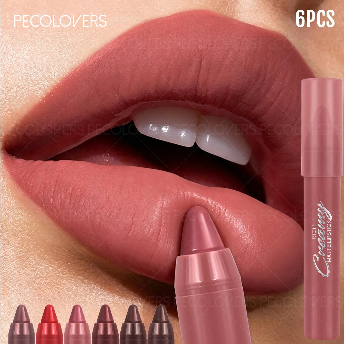 6PCS/SET Creamy Matte Lipstick Kit, 6 Versatile Everyday Lip Shades, Silky Smudge-Proof Lip Crayon, Smooth Glide-On Application, Lightweight Comfortable Wear, Travel-Friendly Beauty Essentials - Curl and Collar
