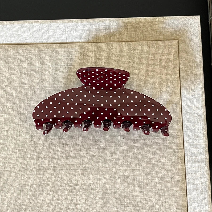 Fashion Large Hair Claw Clips for Women Girls Retro Checkered Polka Dot Strong Hold Non-slip Hair Accessories for Everyday Wear