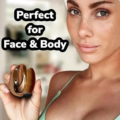 Foundation Brush Palm Makeup SOFT Kabuki Dome Shaped Face Body Shimmer Oil SPF Blush Bronzer Highlighter Blending Self-Tanner Buffing Liquid Powder Cream Streak-Free Cosmetic Application -Rose Gold - Curl and Collar