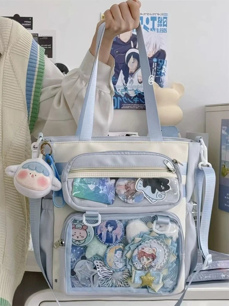 Japanese Transparent Ita Bag Handbag Women Anime Portable Large Capacity Girls Shoulder Tote Bag Nylon Crossbody Bags ItaBag - Curl and Collar