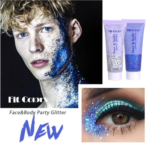 20 Colors Body Glitter Gel Mermaid's Scale Chunky Glitter Sequins Gel for Face Body Hair Nail Christmas and Party - Curl and Collar