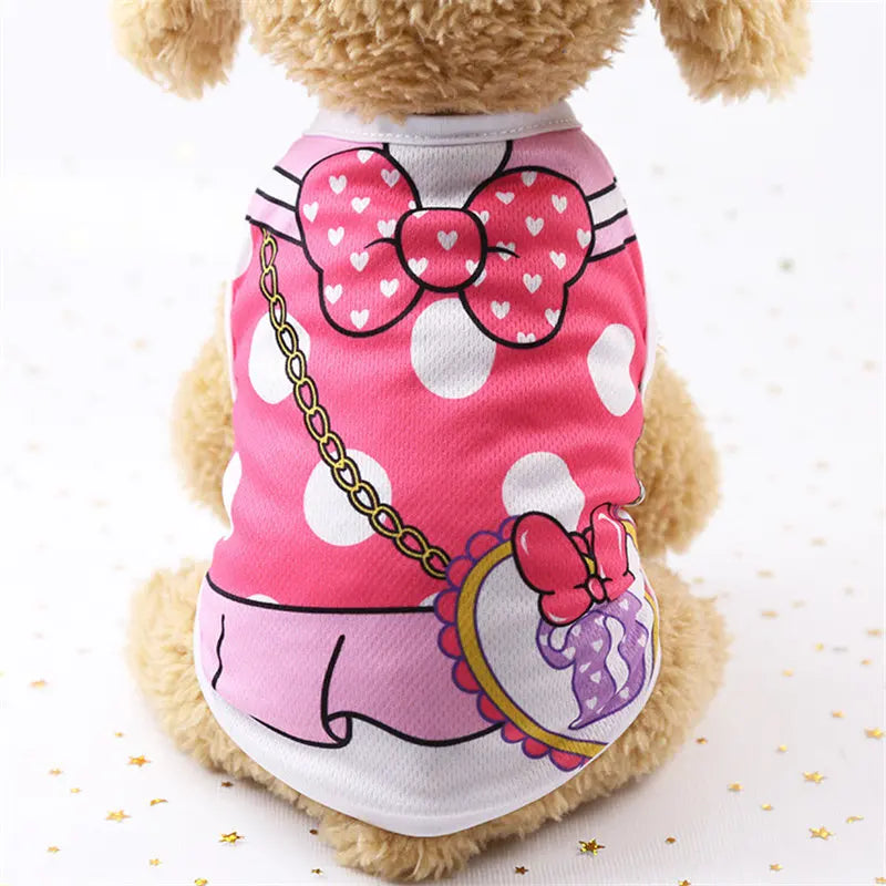Pet Dog Clothes Cartoon Clothing Puppy Dogs Soft Vests Summer Shirt Casual T-Shirt for Small Pet Supplies - Curl and Collar