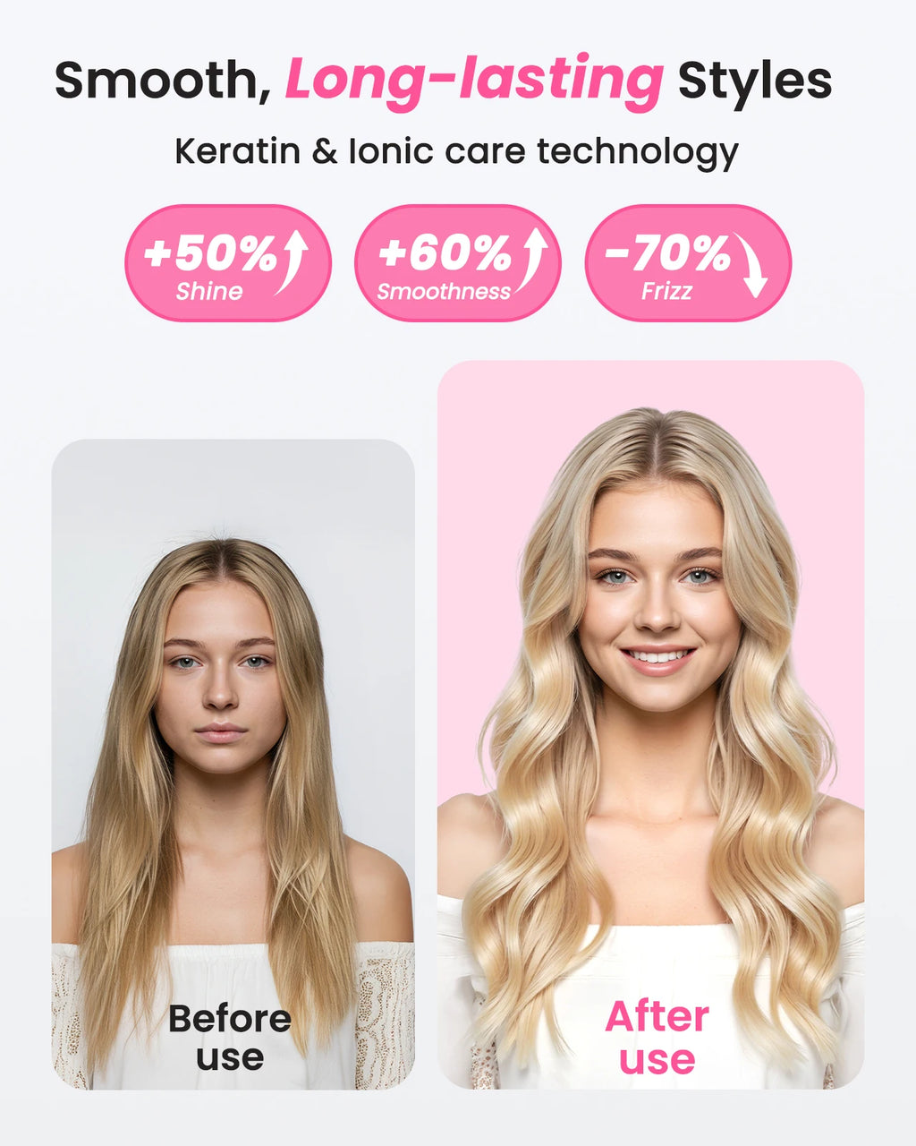 PTC Heated Curling Iron Brush 38mm Thermal Round Brush Anti Scald Hair Styler Volumizing Curler for Home Salon Use,110-240V - Curl and Collar