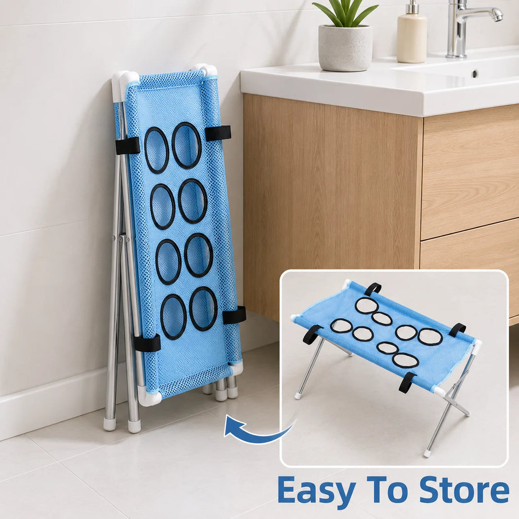 Pet Bathing Hammock Stand Foldable Dog Cat Grooming Drying Table Breathable Mesh Bath Helper for Small Pets - Curl and Collar
