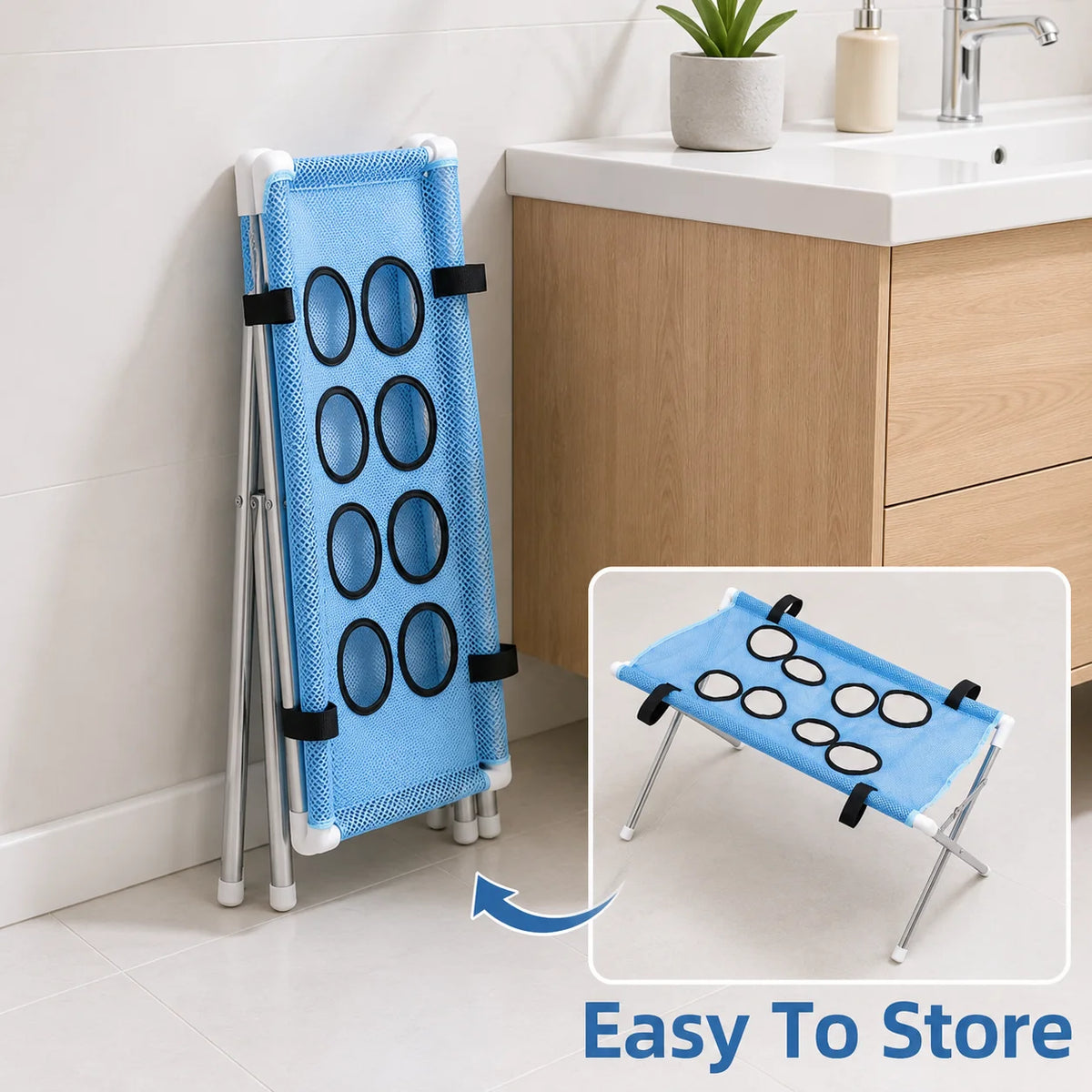 Pet Bathing Hammock Stand Foldable Dog Cat Grooming Drying Table Breathable Mesh Bath Helper for Small Pets - Curl and Collar