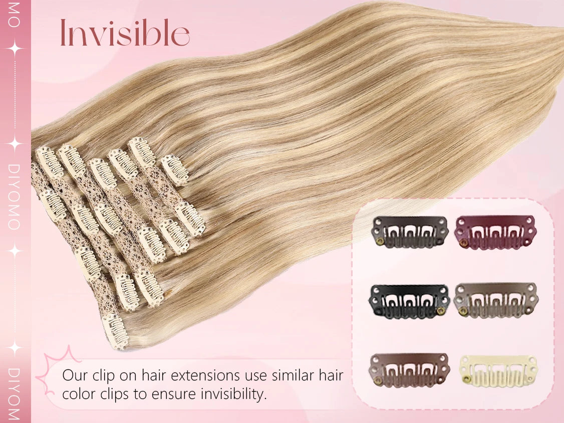 Natural Black Straight Human Hair Extensions Set of 7 PU Clip-In Invisible Wefts 100g Lightweight for Women Hairdressing - Curl and Collar