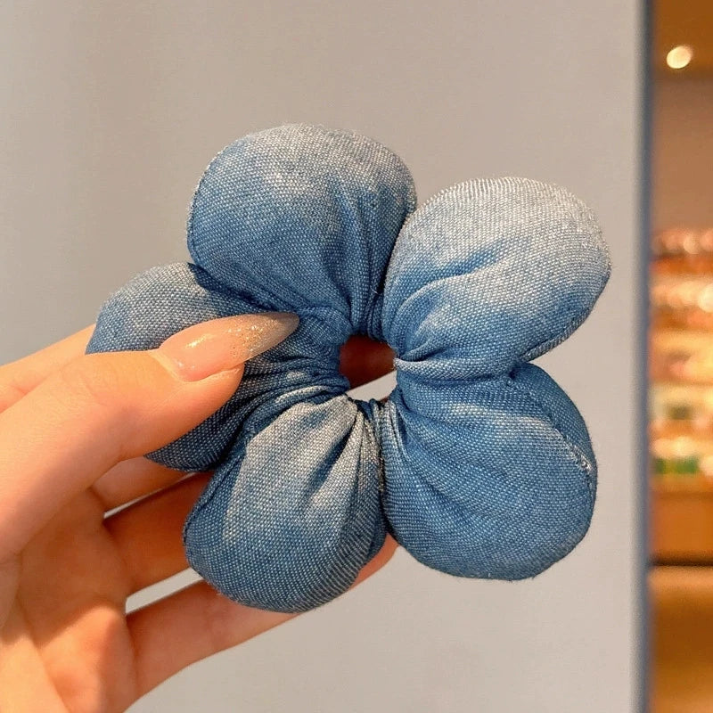 2025 Super Cute Flower Scrunchies Children Girl Kid Elastic Hair Band Accessories Tie Hair Ring Rope Headdress Headwear Ornament