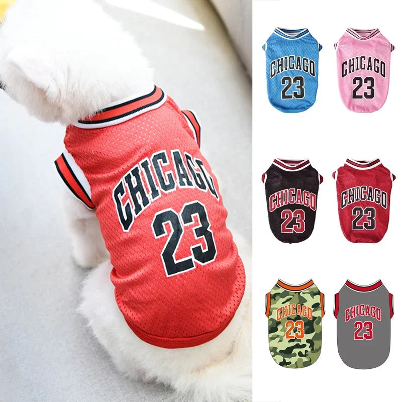 Summer Dog Clothes Mesh Breathable Sport Dog Jersey Basketball Clothes Puppy T-Shirt Summer Pet Cat Shirts For Small Large Dogs - Curl and Collar