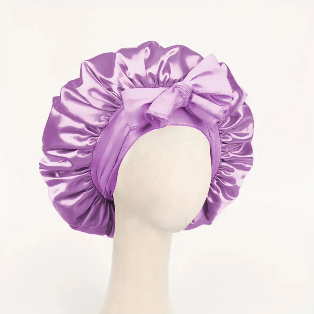 Satin Bonnet Silk Bonnet Adjustable Bonne For Sleeping Hair Bonnet With Tie Band Bonnets For Women Men - Curl and Collar