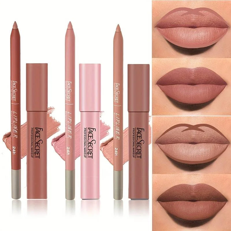 Matte Lipliner&Lipstick Set,Waterproof， Long Lasting Lip Makeup, Soft Matte Color Rendering,Women's Makeup Cosmetics - Curl and Collar