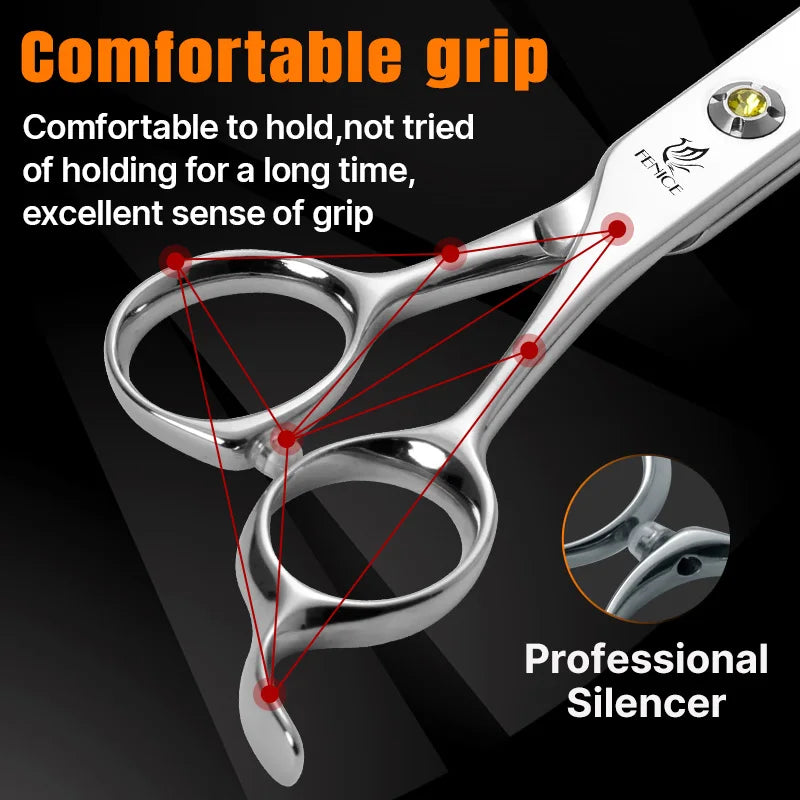 Fenice High-grade JP440C Alloy Steel 7.0/7.5 inch Pet Grooming Scissors Dog Hair Cutting Shears Tool for Pet Groomer Beautician - Curl and Collar