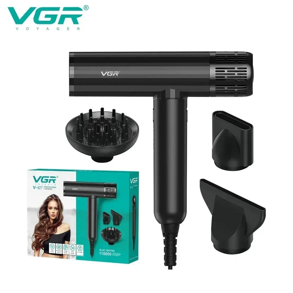 VGR Hair Dryer Professional Hair Dryer Machine Negative Ion Blow Dryer BLDC Motor 110000 RPM Hair Salon for Household Use V-469 - Curl and Collar