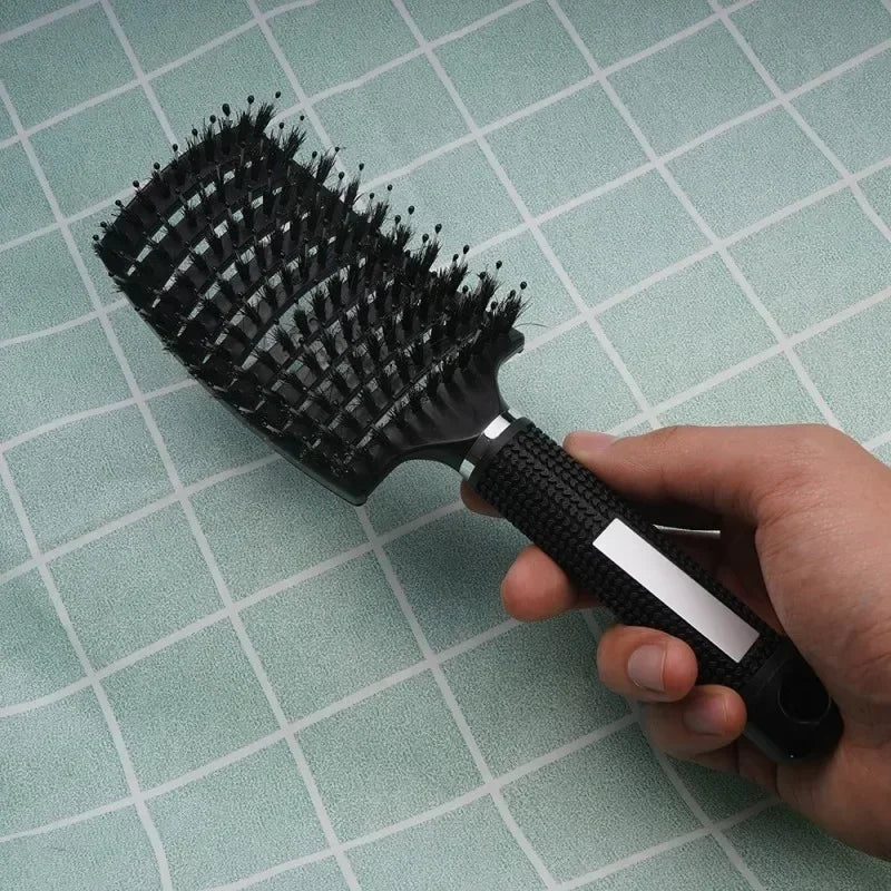 Hair Brush Exfoliating Hair Brush Bristle Women's Wet Curly Hair Comb Salon Hair Styling Tool，Special for Real Hair Wigs - Curl and Collar