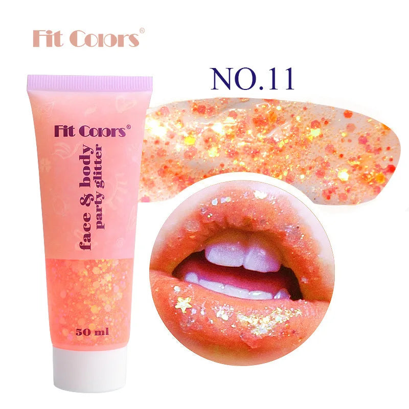 20 Colors Body Glitter Gel Mermaid's Scale Chunky Glitter Sequins Gel for Face Body Hair Nail Christmas and Party - Curl and Collar