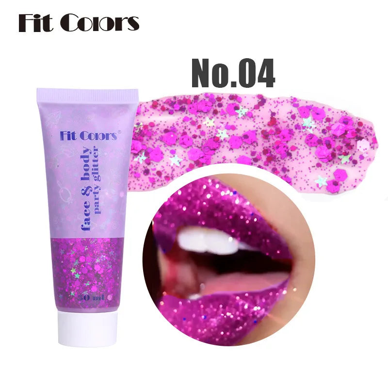 20 Colors Body Glitter Gel Mermaid's Scale Chunky Glitter Sequins Gel for Face Body Hair Nail Christmas and Party - Curl and Collar