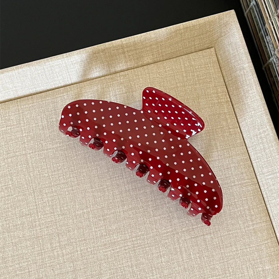 Fashion Large Hair Claw Clips for Women Girls Retro Checkered Polka Dot Strong Hold Non-slip Hair Accessories for Everyday Wear
