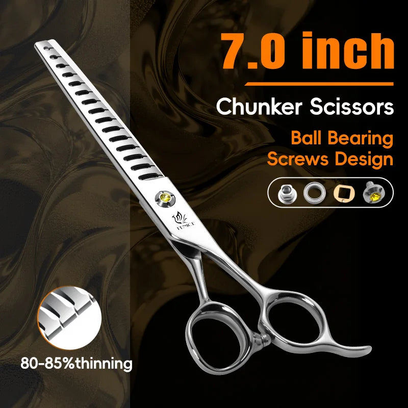 Fenice High-grade JP440C Alloy Steel 7.0/7.5 inch Pet Grooming Scissors Dog Hair Cutting Shears Tool for Pet Groomer Beautician - Curl and Collar