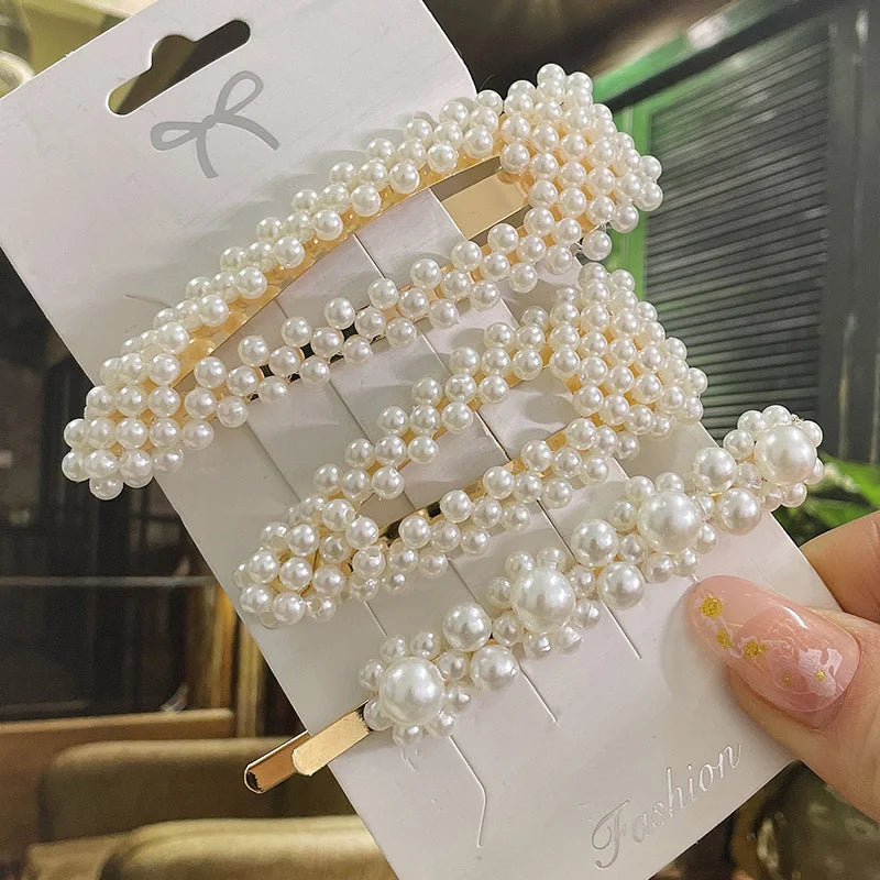 Simulated Pearl Hair Clips For Women Korean Women Hairpins Girl Geometric Hair Barrettes Fashion Hairgrip Hair Accessories
