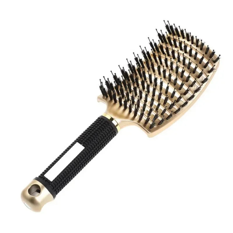 Hair Brush Exfoliating Hair Brush Bristle Women's Wet Curly Hair Comb Salon Hair Styling Tool，Special for Real Hair Wigs - Curl and Collar