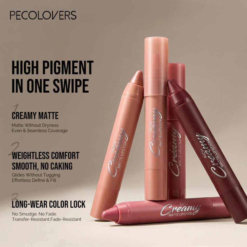6PCS/SET Creamy Matte Lipstick Kit, 6 Versatile Everyday Lip Shades, Silky Smudge-Proof Lip Crayon, Smooth Glide-On Application, Lightweight Comfortable Wear, Travel-Friendly Beauty Essentials - Curl and Collar